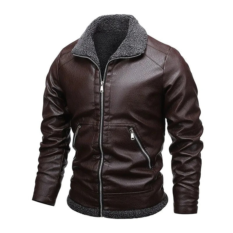 Chic Fleece-Lined Leather Jacket