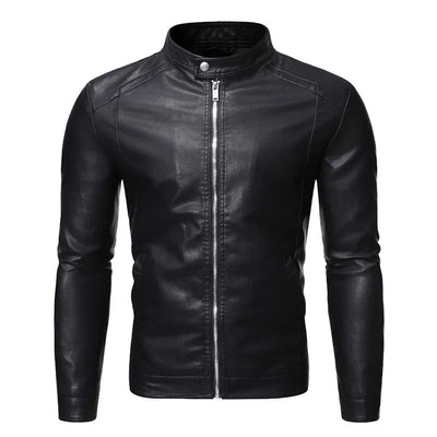 Stand-Up Collar Leather Jacket