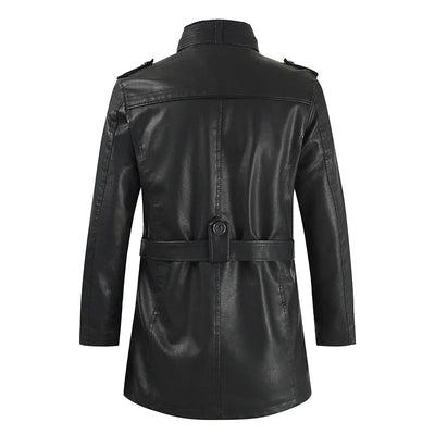 Sleek Long Leather Biker Jacket