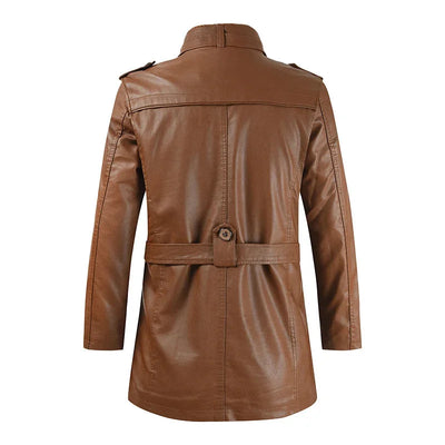 Sleek Long Leather Biker Jacket