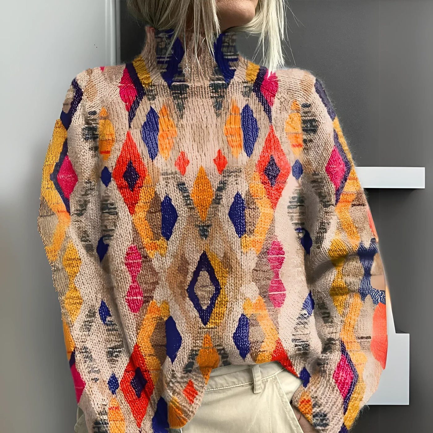 Maya Sweater with Geometric Print